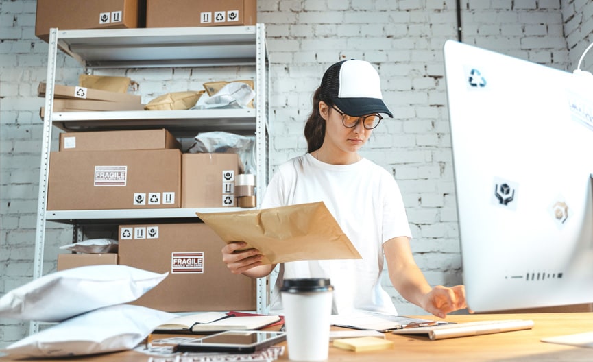 Girl running a business from storage 