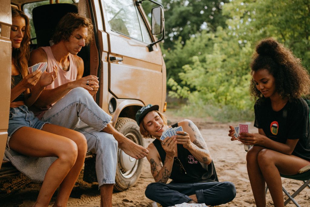 Group of friends playing cards